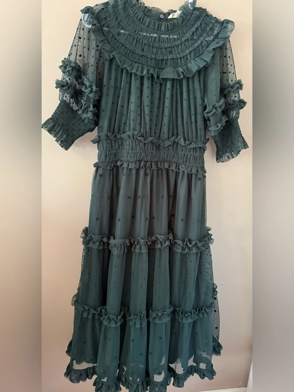 Boden polka dot tulle midi dress size 10P NWT D0361 green
